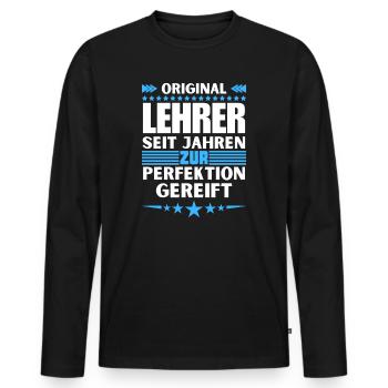 Zur Perfektion gereifter Lehrer - Männer Premium Bio Langarmshirt - Schwarz - Vorne - Nico (187cm)