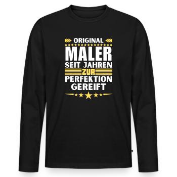 Les peintres mûrissent à la perfection - T-shirt manches longues Premium bio Homme - noir - Devant - Nico (187cm)
