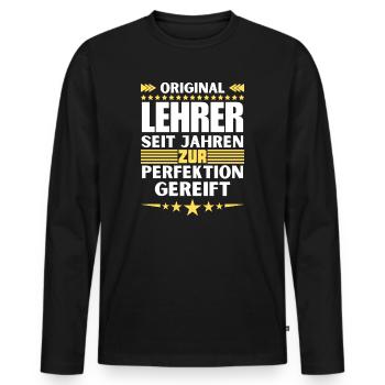 Zur Perfektion gereifter Lehrer - Männer Premium Bio Langarmshirt - Schwarz - Vorne - Nico (187cm)