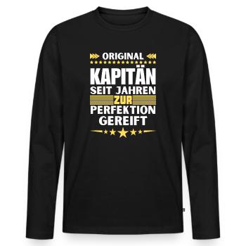 Zur Perfektion gereifter Kapitän - Männer Premium Bio Langarmshirt - Schwarz - Vorne - Nico (187cm)
