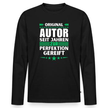 Author matured to perfection - Men's Premium Organic Long Sleeve Shirt - black - Front - Nico (187cm)