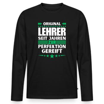 Zur Perfektion gereifter Lehrer - Männer Premium Bio Langarmshirt - Schwarz - Vorne - Nico (187cm)