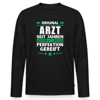 Doctor matured to perfection - Men's Premium Organic Long Sleeve Shirt - black - Front - Nico (187cm)