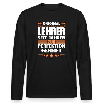 Zur Perfektion gereifter Lehrer - Männer Premium Bio Langarmshirt - Schwarz - Vorne - Nico (187cm)