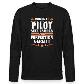 Pilot matured to perfection - Men's Premium Organic Long Sleeve Shirt - black - Front - Nico (187cm)