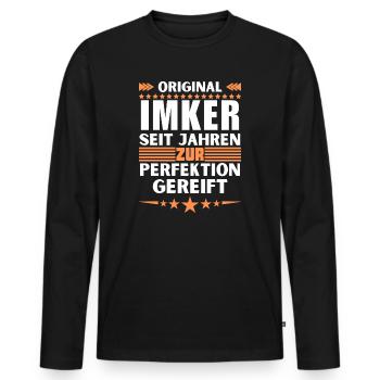 Beekeepers matured to perfection - Men's Premium Organic Long Sleeve Shirt - black - Front - Nico (187cm)
