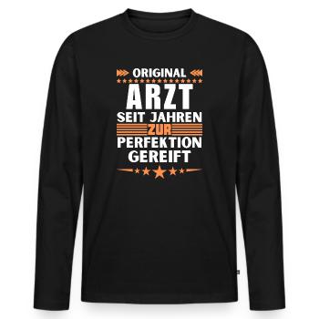 Doctor matured to perfection - Men's Premium Organic Long Sleeve Shirt - black - Front - Nico (187cm)