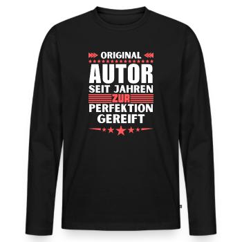 Author matured to perfection - Men's Premium Organic Long Sleeve Shirt - black - Front - Nico (187cm)