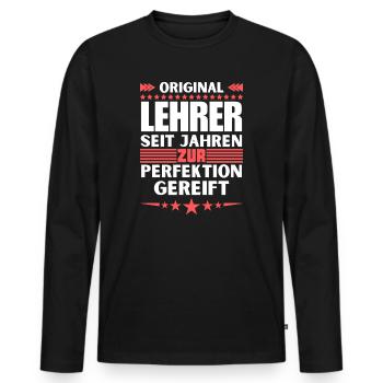 Zur Perfektion gereifter Lehrer - Männer Premium Bio Langarmshirt - Schwarz - Vorne - Nico (187cm)