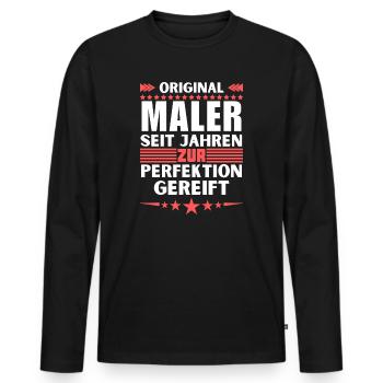 Les peintres mûrissent à la perfection - T-shirt manches longues Premium bio Homme - noir - Devant - Nico (187cm)