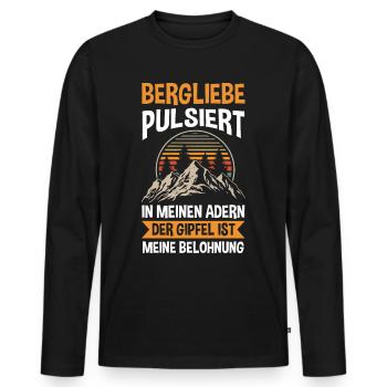 Bergsteiger Wandern Wanderer Klettern Bergsteigen - Männer Premium Bio Langarmshirt - Schwarz - Vorne - Nico (187cm)