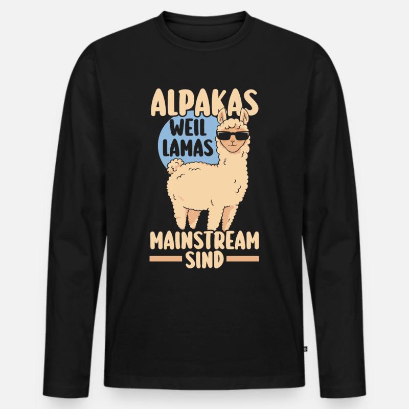 Alpaka - Männer Premium Bio Langarmshirt - Schwarz