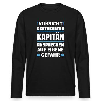 Ne parlez pas à un capitaine stressé ! - T-shirt manches longues Premium bio Homme - noir - Devant - Nico (187cm)