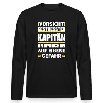 Ne parlez pas à un capitaine stressé ! - T-shirt manches longues Premium bio Homme - noir - Devant - Nico (187cm)