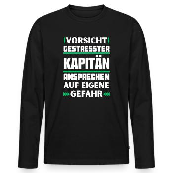 Ne parlez pas à un capitaine stressé ! - T-shirt manches longues Premium bio Homme - noir - Devant - Nico (187cm)