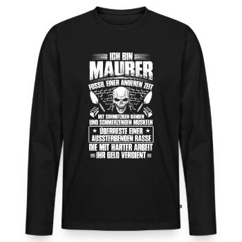 Maurer Mauern Bauarbeiter Baustelle Fossil - Männer Premium Bio Langarmshirt - Schwarz - Vorne - Nico (187cm)