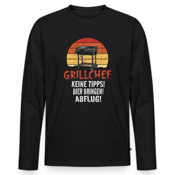 Grillchef Keine Tipps Bier Bringen Abflug Grill - Männer Premium Bio Langarmshirt - Schwarz - Vorne - Nico (187cm)