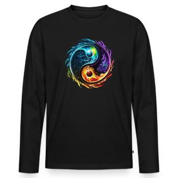 Yin Yang Symbol, Elements, Tao, Chi, Spirituality - Men's Premium Organic Long Sleeve Shirt - black - Front - Nico (187cm)
