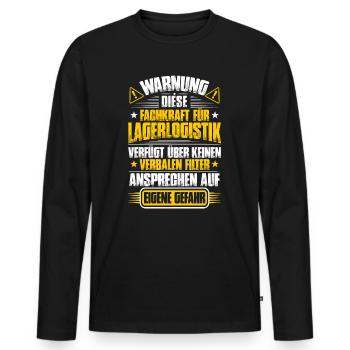 Fachkraft für Lagerlogistik Verbaler Filter - Männer Premium Bio Langarmshirt - Schwarz - Vorne - Nico (187cm)