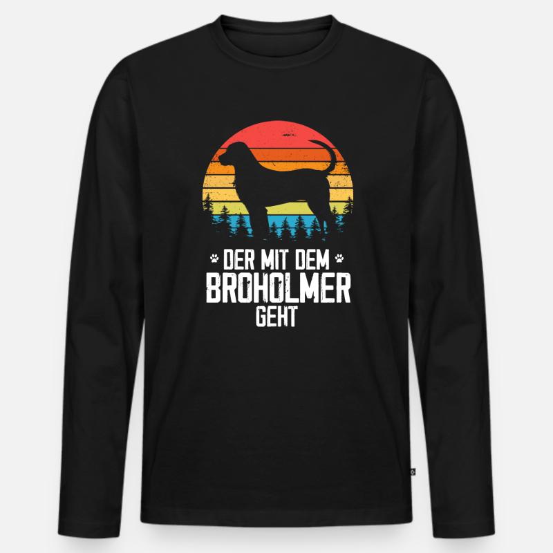 Broholmer Herrchen - Männer Premium Bio Langarmshirt - Schwarz