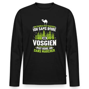 Humoristique vosgien les Vosges région humour - T-shirt manches longues Premium bio Homme - noir - Devant - Nico (187cm)