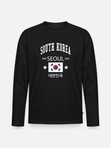 South Korea - Men's Premium Organic Long Sleeve Shirt - black