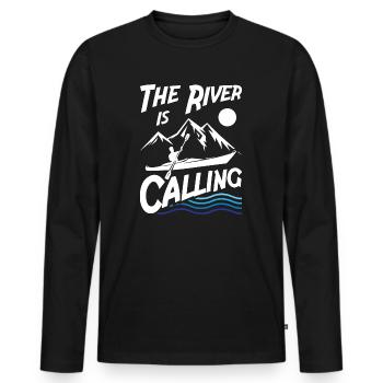 The River is Calling - Men's Premium Organic Long Sleeve Shirt - black - Front - Nico (187cm)