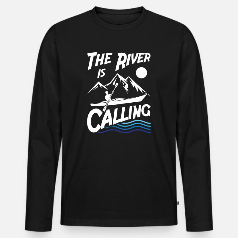 The River is Calling - Männer Premium Bio Langarmshirt - Schwarz