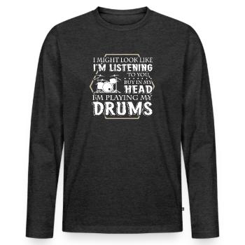 Batteur - T-shirt manches longues Premium bio Homme - anthracite chiné - Devant - Nico (187cm)