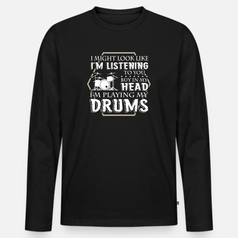Drummer - Männer Premium Bio Langarmshirt - Schwarz