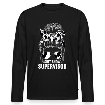 Shit Show Supervisor - Men's Premium Organic Long Sleeve Shirt - black - Front - Nico (187cm)