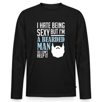A Bearded Man - bart - Männer Premium Bio Langarmshirt - Schwarz - Vorne - Nico (187cm)
