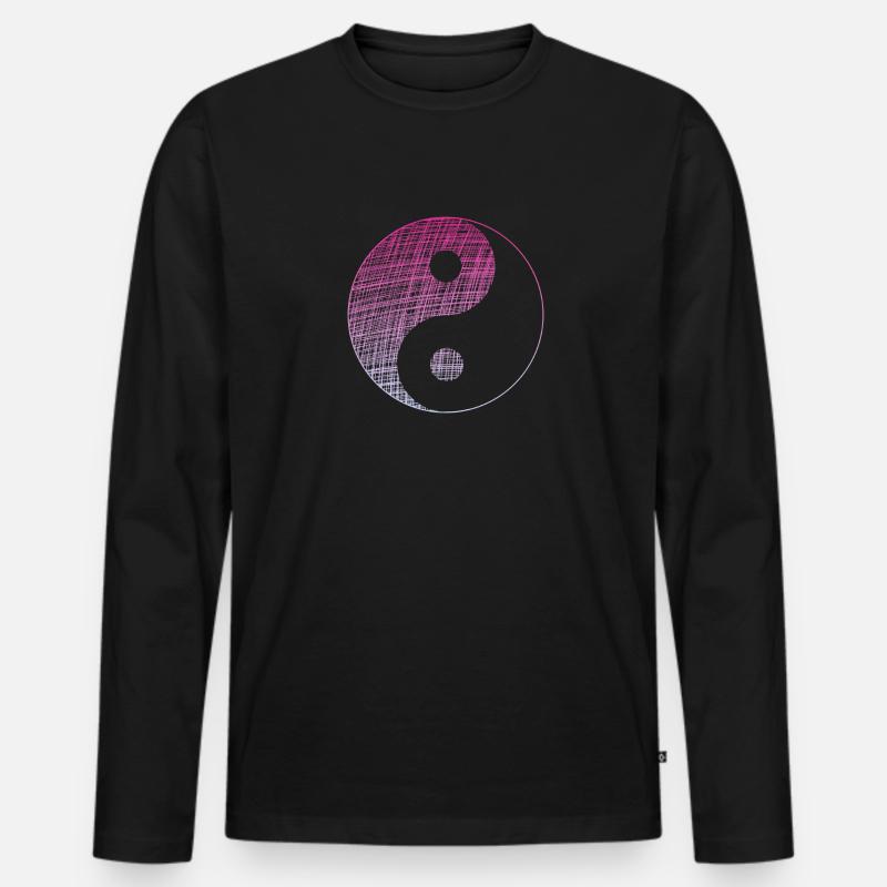 yin yang - Männer Premium Bio Langarmshirt - Schwarz