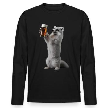 Polarfuchs Bier - Männer Premium Bio Langarmshirt - Schwarz - Vorne - Nico (187cm)