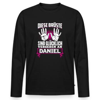 DANIEL - Brüste Geschenk - Männer Premium Bio Langarmshirt - Schwarz - Vorne - Nico (187cm)