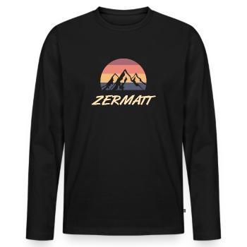 zermatt retro mountaineering - Men's Premium Organic Long Sleeve Shirt - black - Front - Nico (187cm)