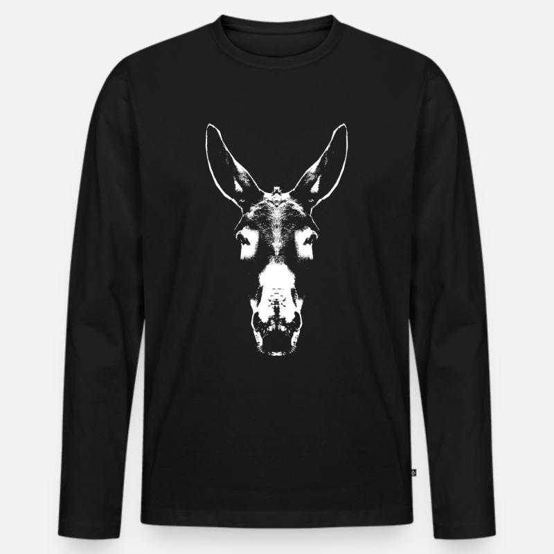 Esel / Kopf / Portrait - Männer Premium Bio Langarmshirt - Schwarz