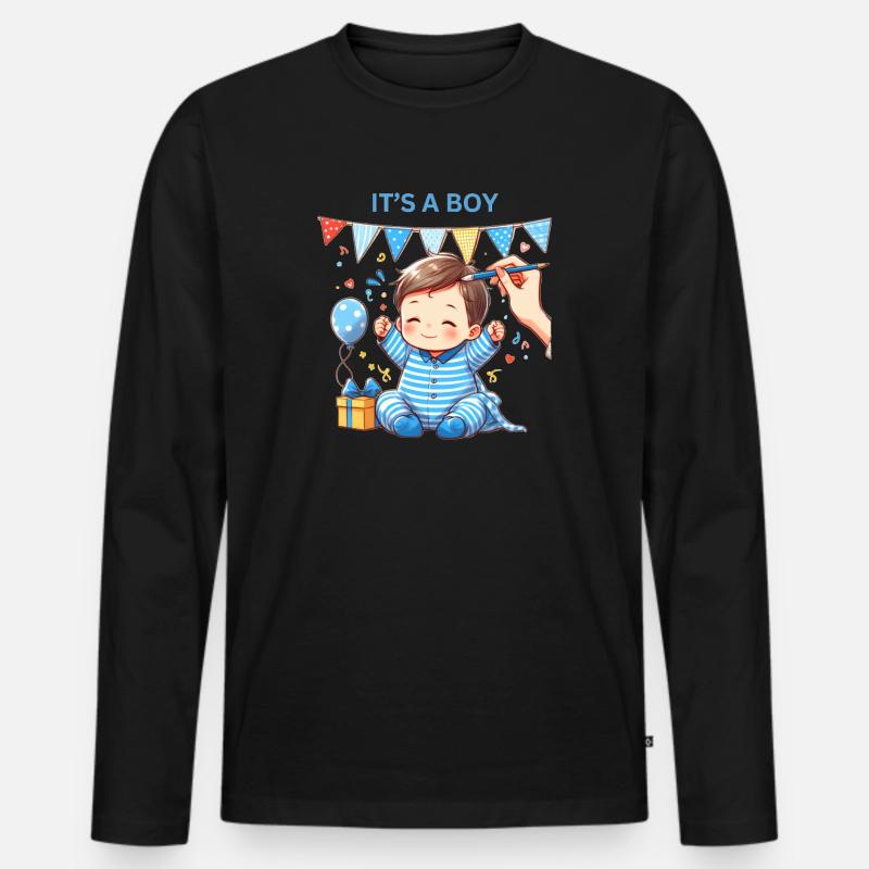 It s a Boy - Männer Premium Bio Langarmshirt - Schwarz
