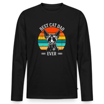 Best Cat Dad Ever Sphynx Cat Cats Wilsigns - Men's Premium Organic Long Sleeve Shirt - black - Front - Nico (187cm)