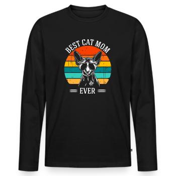 Meilleure maman chat de tous les temps Sphynx chat chats Wilsigns - T-shirt manches longues Premium bio Homme - noir - Devant - Nico (187cm)