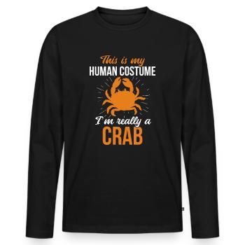 Krabbe - Männer Premium Bio Langarmshirt - Schwarz - Vorne - Nico (187cm)