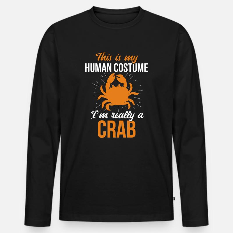 Krabbe - Männer Premium Bio Langarmshirt - Schwarz