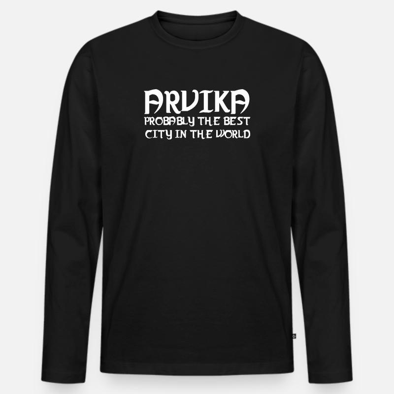 Arvika - Männer Premium Bio Langarmshirt - Schwarz
