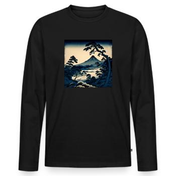 Le mont Fuji vu d’un style Hokusai - T-shirt manches longues Premium bio Homme - noir - Devant - Nico (187cm)