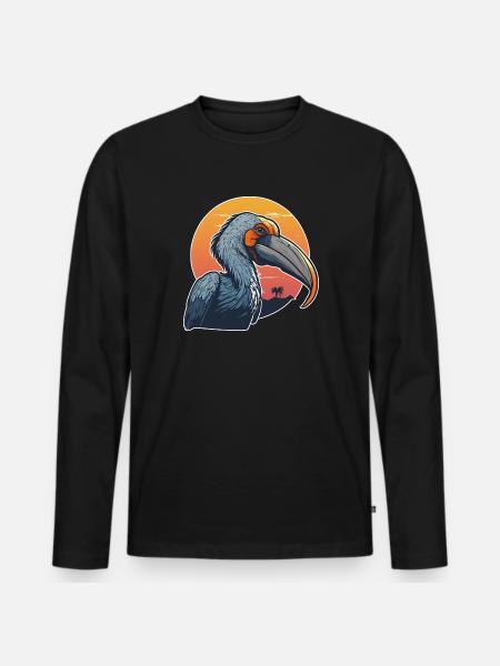 Shoebill sunset - Men's Premium Organic Long Sleeve Shirt - black