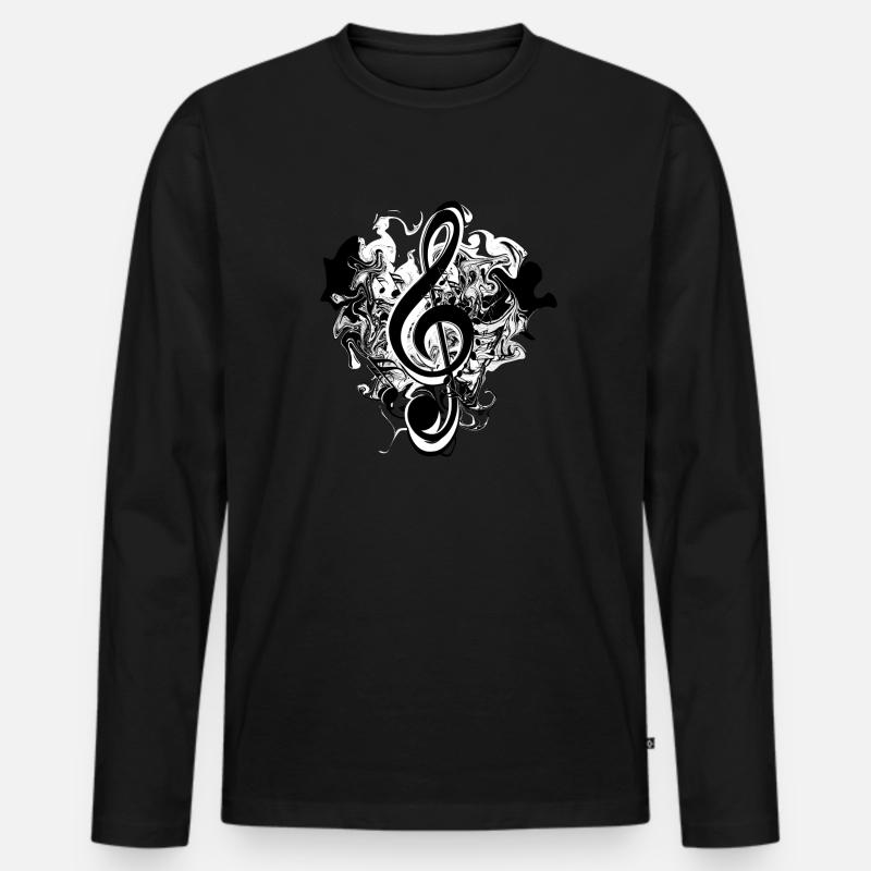 Notenschlüssel - Männer Premium Bio Langarmshirt - Schwarz