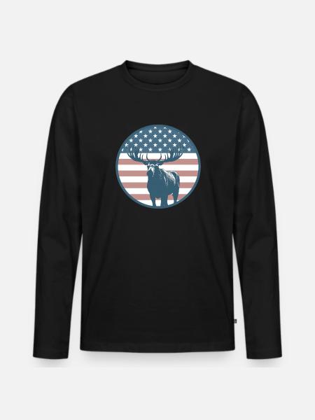 American Flag Moose - Men's Premium Organic Long Sleeve Shirt - black