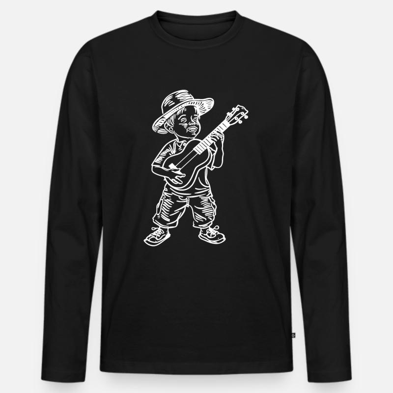 Ukulele Boy Drawing - Men's Premium Organic Long Sleeve Shirt - black
