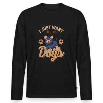 Ich will nur alle Hunde Hund Welpe Pfoten Welpen - Männer Premium Bio Langarmshirt - Schwarz - Vorne - Nico (187cm)