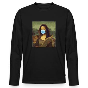 Mona Lisa Quarantäne Corona Krise Mundschutz covid - Männer Premium Bio Langarmshirt - Schwarz - Vorne - Nico (187cm)
